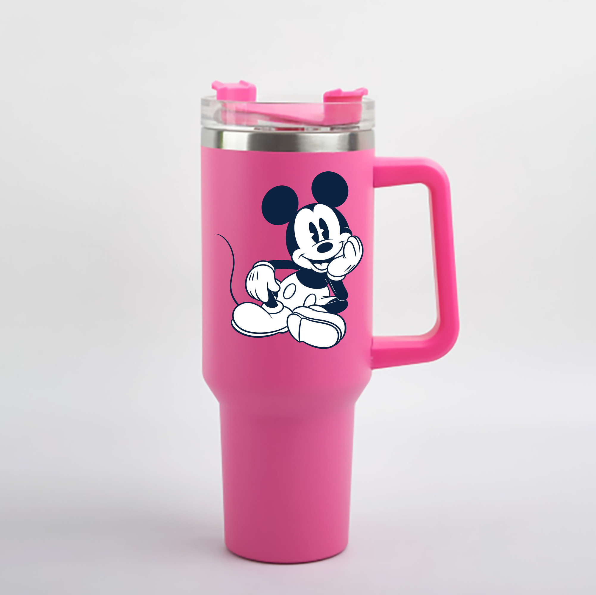（画像用） ミッキーマウス Mickey Mouse 1200mL車用タンブラー - クリスタルステッカー（プラスチックストロー付き）